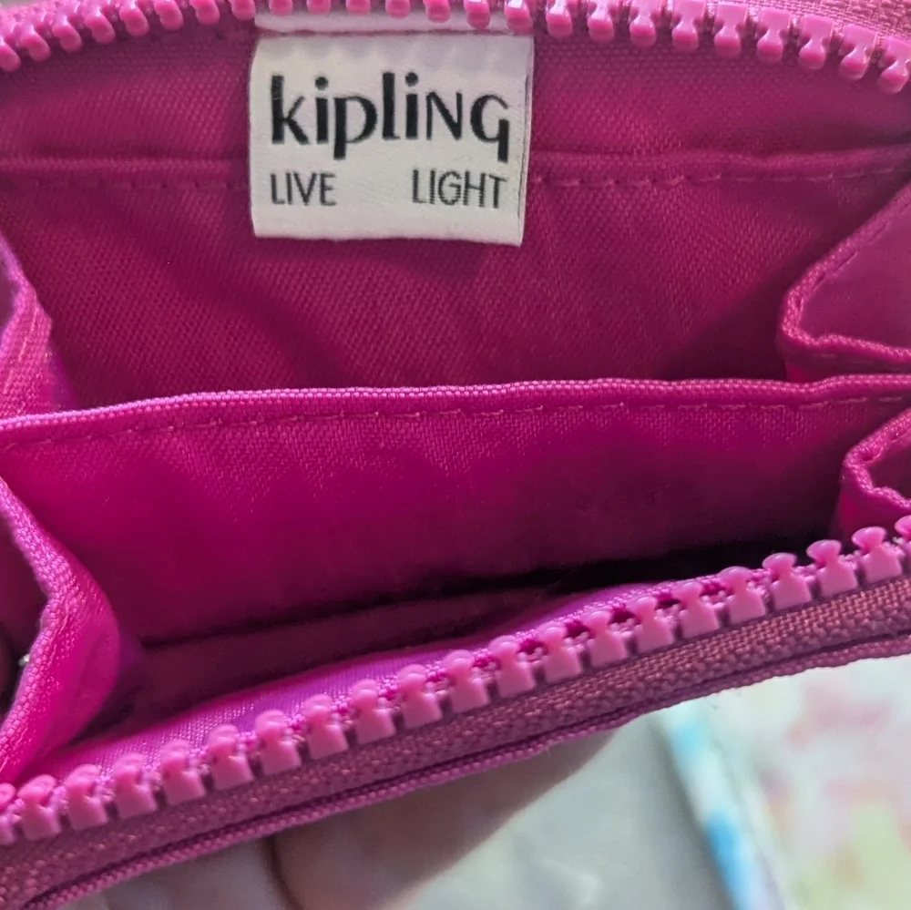 🩷 Kipling Live Light Pink Hearts Cosmetic Bag, Wallet CC Holder